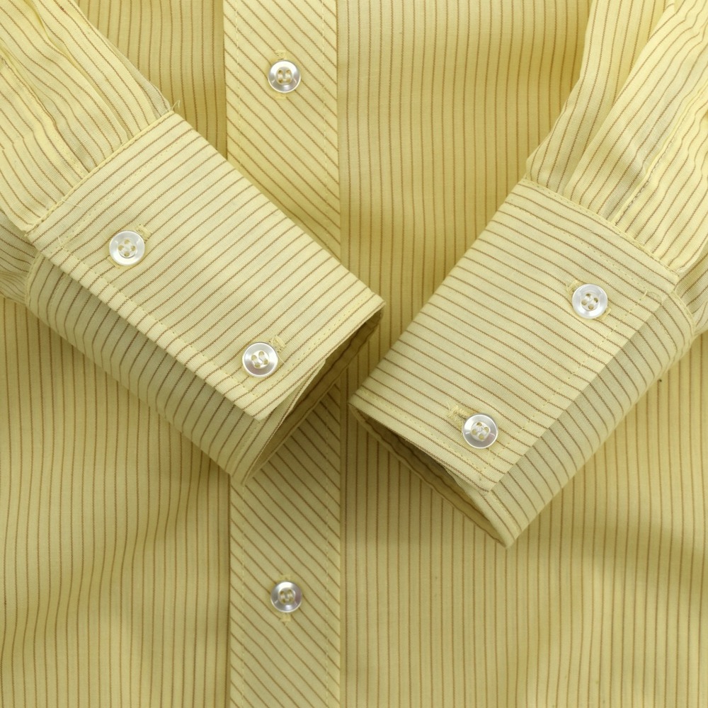 H Bar C Ranchwear Men XL Yellow Striped Western Long Tail 70s Button Down Shirt - Picture 3 of 12